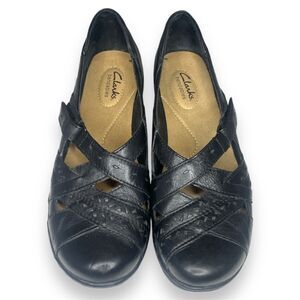Clarks Bendables Black Leather Mary Jane w/ Adjustable Strap Size 8